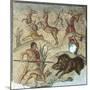 Roman Civilization, Mosaic Depicting Boar Hunting Scene-null-Mounted Giclee Print