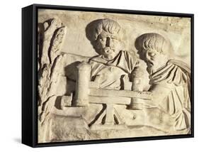 Roman Civilization, Plaster Cast of Trajan's Column, Roman Carpenters at Work-null-Framed Stretched Canvas