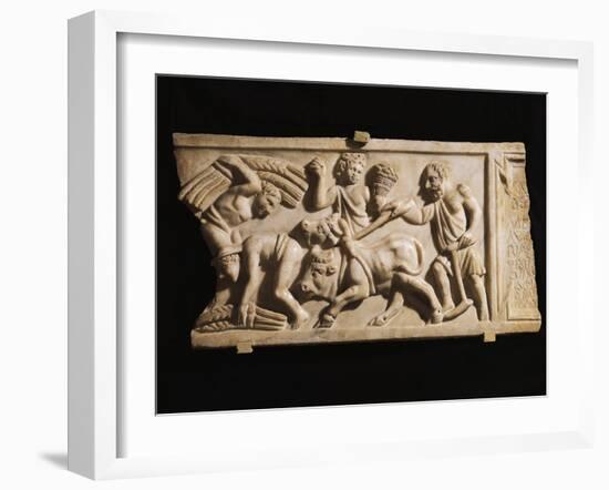 Roman Civilization Relief Depicting Work in Fields-null-Framed Giclee Print
