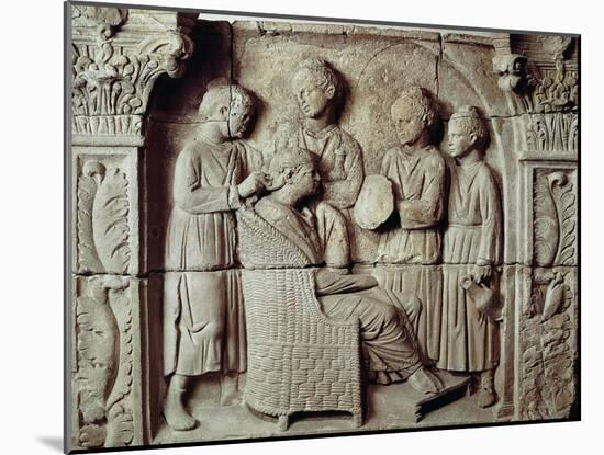 Roman Civilization, Relief Portraying Lady Having Her Hair Styled, from Neumagen-Dhron, Germany-null-Mounted Giclee Print