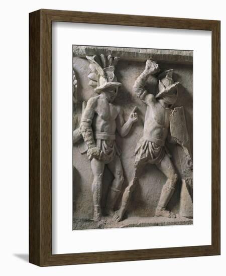 Roman Civilization, Relief with Scenes of Gladiatorial Combat and Games-null-Framed Giclee Print