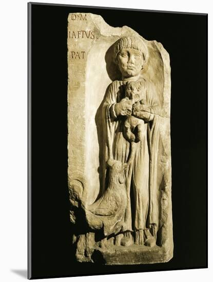 Roman Civilization, Stele Depicting Child and Rooster, from Bordeaux, France-null-Mounted Giclee Print