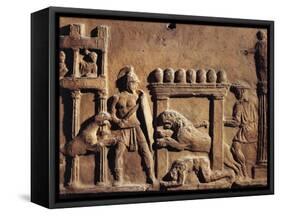 Roman Civilization, Terracotta Relief Depicting Hunting Scene in Circus-null-Framed Stretched Canvas