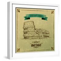 Roman Colosseum For Retro Travel Poster-stockshoppe-Framed Art Print