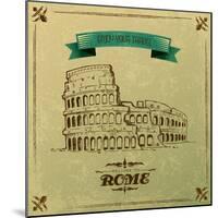 Roman Colosseum For Retro Travel Poster-stockshoppe-Mounted Art Print