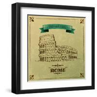 Roman Colosseum For Retro Travel Poster-stockshoppe-Framed Art Print