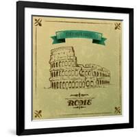 Roman Colosseum For Retro Travel Poster-stockshoppe-Framed Art Print