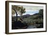 Roman Countryside - Rocky Valley with a Herd of Pigs, 1843-Jean-Baptiste-Camille Corot-Framed Giclee Print