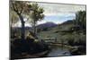 Roman Countryside - Rocky Valley with a Herd of Pigs, 1843-Jean-Baptiste-Camille Corot-Mounted Giclee Print