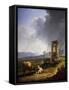 Roman Countryside with Oxen-Hendrik Voogd-Framed Stretched Canvas