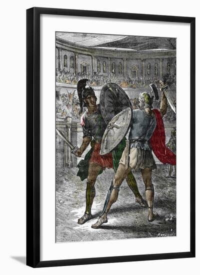 Roman Emperor Commodus Enjoying Fighting as a Gladiator, 190 AD-null-Framed Giclee Print