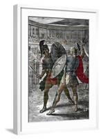 Roman Emperor Commodus Enjoying Fighting as a Gladiator, 190 AD-null-Framed Giclee Print