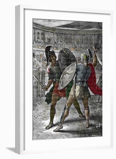 Roman Emperor Commodus Enjoying Fighting as a Gladiator, 190 AD-null-Framed Giclee Print