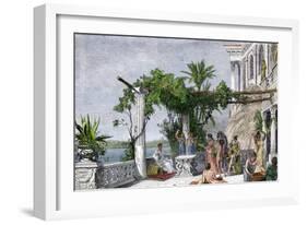 Roman Emperor Tiberius Enjoying His Villa on Capri-null-Framed Giclee Print