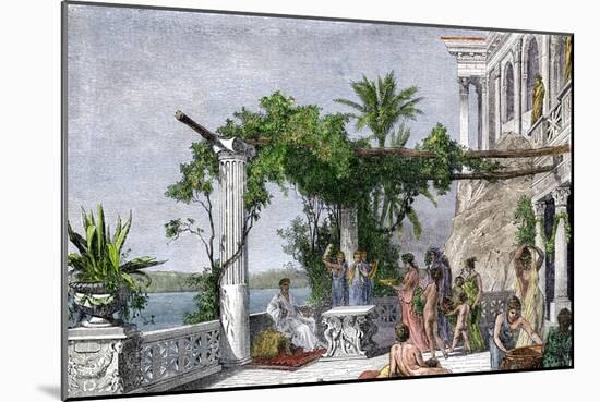 Roman Emperor Tiberius Enjoying His Villa on Capri-null-Mounted Giclee Print