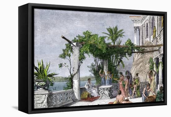 Roman Emperor Tiberius Enjoying His Villa on Capri-null-Framed Stretched Canvas