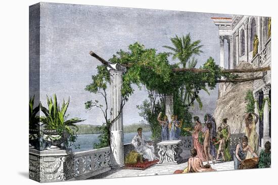 Roman Emperor Tiberius Enjoying His Villa on Capri-null-Stretched Canvas