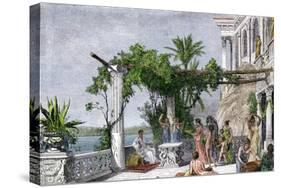 Roman Emperor Tiberius Enjoying His Villa on Capri-null-Stretched Canvas