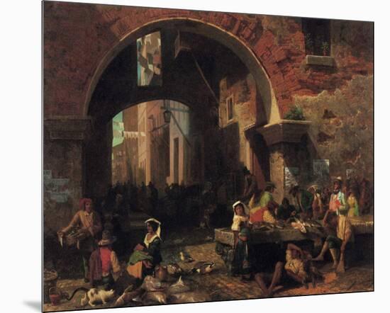 Roman Fish Market-Albert Bierstadt-Mounted Premium Giclee Print