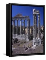 Roman Forum, at Left, Temple of Saturn, C. 300 Ad. Vespasian's Temple, C. 100 AD-null-Framed Stretched Canvas