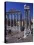 Roman Forum, at Left, Temple of Saturn, C. 300 Ad. Vespasian's Temple, C. 100 AD-null-Stretched Canvas