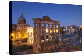 Roman Forum (Unesco World Heritage Site) at Dusk, Rome, Lazio, Italy-Ian Trower-Stretched Canvas