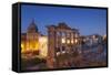 Roman Forum (Unesco World Heritage Site) at Dusk, Rome, Lazio, Italy-Ian Trower-Framed Stretched Canvas