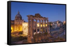 Roman Forum (Unesco World Heritage Site) at Dusk, Rome, Lazio, Italy-Ian Trower-Framed Stretched Canvas