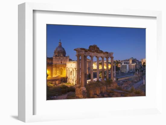 Roman Forum (Unesco World Heritage Site) at Dusk, Rome, Lazio, Italy-Ian Trower-Framed Photographic Print