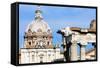 Roman Forum with Temple of Saturn, and the Dome of Santi Luca E Martina Behind, Rome, Lazio, Italy-Nico Tondini-Framed Stretched Canvas