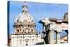 Roman Forum with Temple of Saturn, and the Dome of Santi Luca E Martina Behind, Rome, Lazio, Italy-Nico Tondini-Stretched Canvas