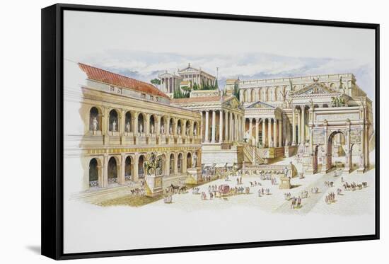 Roman Forum-Italian School-Framed Stretched Canvas