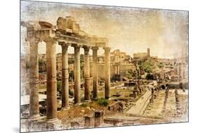 Roman Forums - Artistic Retro Styled Picture-Maugli-l-Mounted Art Print