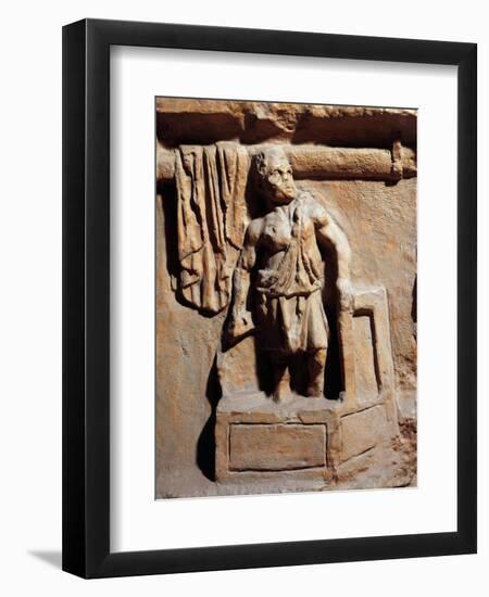 Roman Funerary Stele Relief Depicting Laundry, Detail Representing Laundryman Standing in Washtub-null-Framed Giclee Print