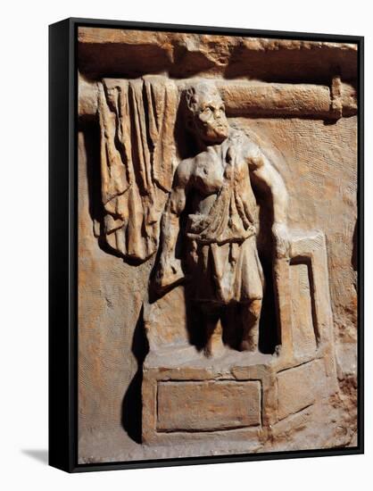 Roman Funerary Stele Relief Depicting Laundry, Detail Representing Laundryman Standing in Washtub-null-Framed Stretched Canvas