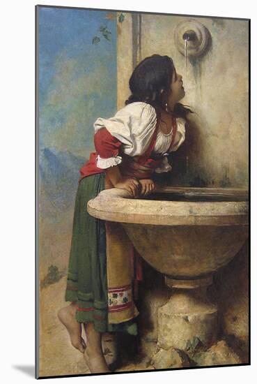 Roman Girl at a Fountain-Leon Bonnat-Mounted Art Print