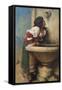 Roman Girl at a Fountain-Leon Bonnat-Framed Stretched Canvas