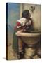 Roman Girl at a Fountain-Leon Bonnat-Stretched Canvas