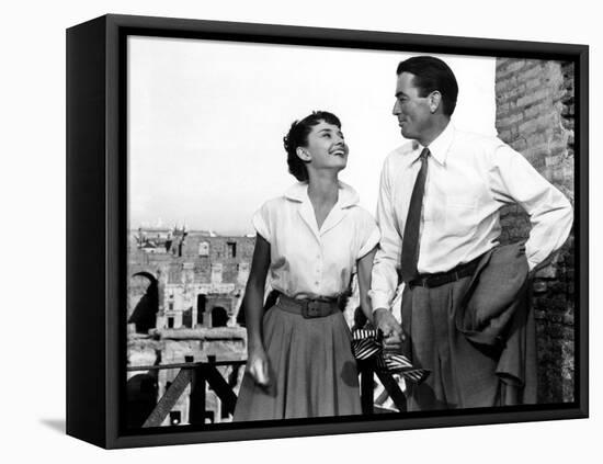 Roman Holiday, Audrey Hepburn, Gregory Peck, 1953-null-Framed Stretched Canvas