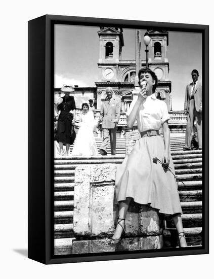 Roman Holiday, Audrey Hepburn, Gregory Peck, 1953-null-Framed Stretched Canvas