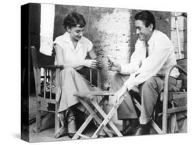 Roman Holiday, Audrey Hepburn, Gregory Peck, Playing CArds on Set, 1953-null-Stretched Canvas