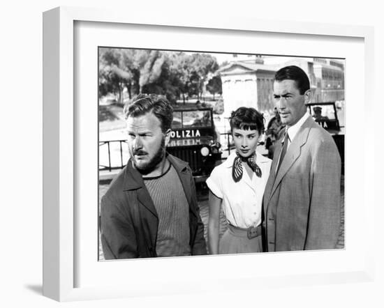 Roman Holiday, Eddie Albert, Audrey Hepburn, Gregory Peck, 1953-null-Framed Photo