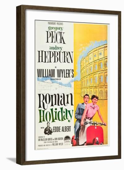 Roman Holiday, Eddie Albert, Gregory Peck, Audrey Hepburn, 1953-null-Framed Art Print