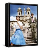 ROMAN HOLIDAY, from left: Audrey Hepburn, Gregory Peck, 1953-null-Framed Stretched Canvas