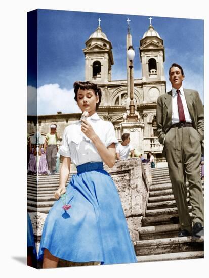 ROMAN HOLIDAY, from left: Audrey Hepburn, Gregory Peck, 1953-null-Stretched Canvas
