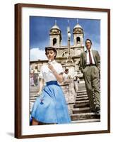 ROMAN HOLIDAY, from left: Audrey Hepburn, Gregory Peck, 1953-null-Framed Photo