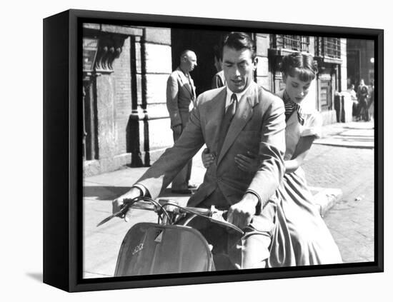 Roman Holiday, Gregory Peck, Audrey Hepburn, 1953-null-Framed Stretched Canvas