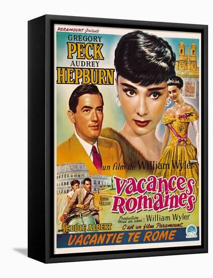 Roman Holiday, Gregory Peck, Audrey Hepburn, 1953-null-Framed Stretched Canvas