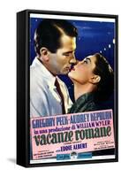 Roman Holiday, Left to Right: Gregory Peck, Audrey Hepburn on Italian Poster Art, 1953-null-Framed Stretched Canvas
