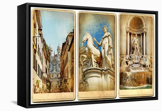 Roman Holidays - Vintage Cards Series-Maugli-l-Framed Stretched Canvas